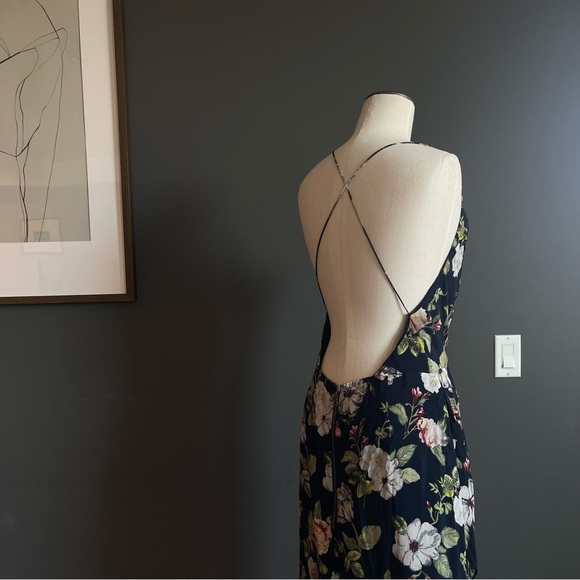 Alice + Olivia Reena Open Back Floral Midi Dress – Hazy Sapphire – Size 12 - Picture 5 of 10